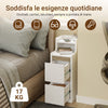 SoBuy FBT178-E-WN, comodino stretto con ricarica e Lampada LED touch, 22x34x60.5cm | 22cm Tavolino salotto con USB & Type-C, barra LED dimmerabile USB cavo 1,8 m, battiscopa e antiribaltamento