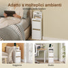 SoBuy FBT178-E-WN, comodino stretto con ricarica e Lampada LED touch, 22x34x60.5cm | 22cm Tavolino salotto con USB & Type-C, barra LED dimmerabile USB cavo 1,8 m, battiscopa e antiribaltamento