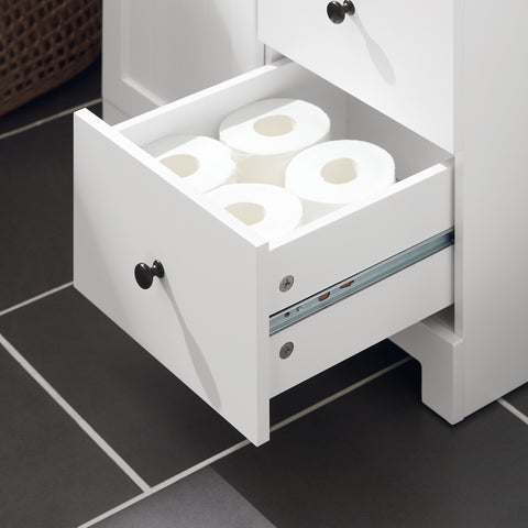 Шкаф за баня Sobuy с три мобилни чекмеджета мобилен контейнер на земята бял 60x33x86cm BZR107-W
