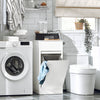 SoBuy Mobile lavanderia con cesto portabiancheria apribile, Cesto portabiancheria con un cassetto, Mobiletto bagno Bianco 40x39x86cm BZR110-W