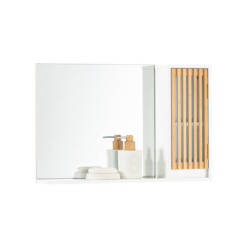 Sobuy баня висяща comarkie с огледало за баня за баня баня баня-натурална 60x12x40cm bzr128-w