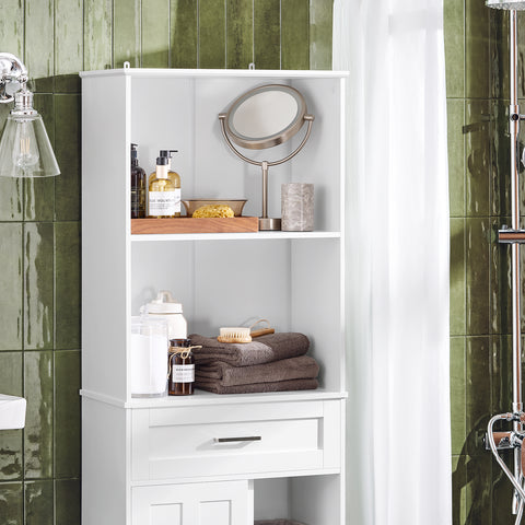 Sobuy висок гардероб за баня в баня баня шкаф с висок рафт бял шкаф 56x30x165cm BZR141-W