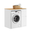 SoBuy BZR223-WN, Mobile Lavatrice con Cesto Biancheria 100x60x95 cm Lavanderia & Bagno | Mobile Sopra Lavatrice, Coprilavatrice con Stendibiancheria Estraibile, Armadio Bianco e Legno