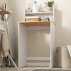 SoBuy BZR223-WN, Waschmaschinenschrank mit Wäschekorb 100x60x95 cm Wäsche & Badezimmer | Schrank über der Waschmaschine, Waschmaschinenabdeckung mit abnehmbarem Wäscheständer, weißer und hölzerner Kleiderschrank