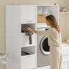 SoBuy BZR232-W Colonna Salvaspazio Armadio Multiuso con 4 Ante e 3 Ripiani Aperti (immagine 6/12)