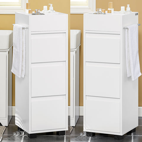 Sobuy Salvaspazio шкаф за баня, 3 чекмеджета и 4 отделения, които ще бъдат организирани White BZR29-W