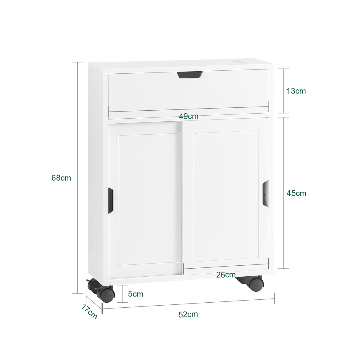 SoBuy Mobile Bagno Salvaspazio, Mobiletto Da Bagno Con Cassetti, 20x55x60 Cm, Mobiletto In MDF Per Toilette, Ideale Per Carta Igienica E Prodotti Per La Pulizia, BZR48-W - 8