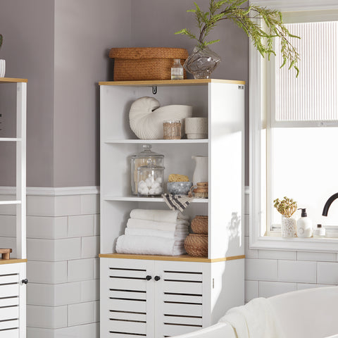 Sobuy шкаф за баня мобилни кухня мобилно студио гардероб висок рафт за колони BZR44-W