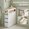 SoBuy BZR54-II-W, Mobile Bagno, Mobile Salvaspazio con 3 Cassetti, Ripiano in Legno e Rotelle – Mobiletti Stretti, Cassettiera Bagno da Terra, Struttura Resistente e Design Moderno