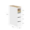 SoBuy BZR54-K-W, Mobiletto Bagno Salvaspazio con Ruote, Mobile Stretto da 20cm con 3 Cassetti, Armadietto Bagno in Legno Compatto per Bagni Piccoli, WC e Cucina, Bianco, 60x20x82,3cm