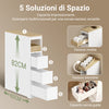 SoBuy BZR54-K-W, Mobiletto Bagno Salvaspazio con Ruote, Mobile Stretto da 20cm con 3 Cassetti, Armadietto Bagno in Legno Compatto per Bagni Piccoli, WC e Cucina, Bianco, 60x20x82,3cm