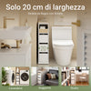 SoBuy BZR54-K-W, Mobiletto Bagno Salvaspazio con Ruote, Mobile Stretto da 20cm con 3 Cassetti, Armadietto Bagno in Legno Compatto per Bagni Piccoli, WC e Cucina, Bianco, 60x20x82,3cm