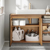 SoBuy BZR63-L-PF, Mobile Bagno Sottolavabo 90cm, Mobiletto Bagno Sottolavabo con Intaglio per Sifone, Mobile Salvaspazio con Ante e Ripiani A Giorno, Armadietto Stile Industriale in Legno e Metallo