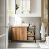 SoBuy BZR63-L-PF, Mobile Bagno Sottolavabo 90cm, Mobiletto Bagno Sottolavabo con Intaglio per Sifone, Mobile Salvaspazio con Ante e Ripiani A Giorno, Armadietto Stile Industriale in Legno e Metallo