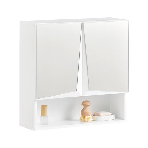 Sobuy пране мобилен с 2 врати в огледало за стена баня salvaspazio connet баня стена баня l48*p17*a48cm бял bzr94-w