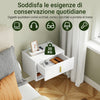 SoBuy FBT176-E-W, comodino sospeso con luce LED a sensore, 40x30x26cm | Cassetto montabile sopra/sotto, Mensole da muro con fronte ondulato del cassetto, maniglia dorata, PB+MDF