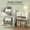 SoBuy FBT176-E-W, comodino sospeso con luce LED a sensore, 40x30x26cm | Cassetto montabile sopra/sotto, Mensole da muro con fronte ondulato del cassetto, maniglia dorata, PB+MDF