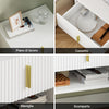 SoBuy FBT176-E-W, comodino sospeso con luce LED a sensore, 40x30x26cm | Cassetto montabile sopra/sotto, Mensole da muro con fronte ondulato del cassetto, maniglia dorata, PB+MDF