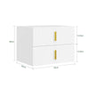 SoBuy FBT177-E-W, comodino sospeso con luce LED a sensore e 2 cassetti, 40x30x30cm | Mensole da muro con fronte ondulato del cassetto, maniglia dorata, PB+MDF, per camera da letto/ingresso