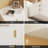 SoBuy FBT177-E-W, comodino sospeso con luce LED a sensore e 2 cassetti, 40x30x30cm | Mensole da muro con fronte ondulato del cassetto, maniglia dorata, PB+MDF, per camera da letto/ingresso