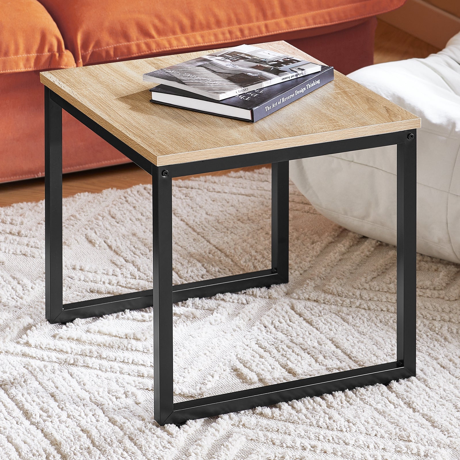 Tavolino Da Caffè Sollevabile WOLTU Con Scomparto Nascosto - Design Industriale 90x50cm Altezza Regolabile - Marrone Rustico