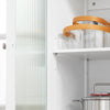 SoBuy Mobile da cucina Isola cucina con 2 ante in vetro e 3 cassetti Carrello cucina Credenza buffet Bianco 128.5x45.5x92cm FKW120-WN