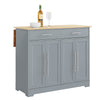 SoBuy FKW129-HG, Isola cucina con piano ribaltabile e ruote nascoste 115x68,7x91 cm | Carrello cucina con 2 cassetti, ripiani regolabili e portasciugamani, 98 kg, MDF/PB, per cucina e terrazza