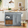 SoBuy FKW129-HG, Isola cucina con piano ribaltabile e ruote nascoste 115x68,7x91 cm | Carrello cucina con 2 cassetti, ripiani regolabili e portasciugamani, 98 kg, MDF/PB, per cucina e terrazza