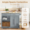 SoBuy FKW129-HG, Isola cucina con piano ribaltabile e ruote nascoste 115x68,7x91 cm | Carrello cucina con 2 cassetti, ripiani regolabili e portasciugamani, 98 kg, MDF/PB, per cucina e terrazza
