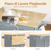 SoBuy FKW129-HG, Isola cucina con piano ribaltabile e ruote nascoste 115x68,7x91 cm | Carrello cucina con 2 cassetti, ripiani regolabili e portasciugamani, 98 kg, MDF/PB, per cucina e terrazza