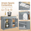 SoBuy FKW129-HG, Isola cucina con piano ribaltabile e ruote nascoste 115x68,7x91 cm | Carrello cucina con 2 cassetti, ripiani regolabili e portasciugamani, 98 kg, MDF/PB, per cucina e terrazza