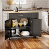 SoBuy FKW133-SCH, Carrello cucina con ruote bloccabili e 3 ripiani 99x40x84,3 cm | Mobile cucina con ampio piano in legno, portata 75 kg, cassetto e mobiletto a 2 ante, MDF/PB, per la cucina