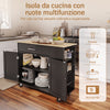SoBuy FKW133-SCH, Carrello cucina con ruote bloccabili e 3 ripiani 99x40x84,3 cm | Mobile cucina con ampio piano in legno, portata 75 kg, cassetto e mobiletto a 2 ante, MDF/PB, per la cucina