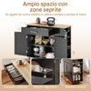 SoBuy FKW133-SCH, Carrello cucina con ruote bloccabili e 3 ripiani 99x40x84,3 cm | Mobile cucina con ampio piano in legno, portata 75 kg, cassetto e mobiletto a 2 ante, MDF/PB, per la cucina