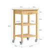 SoBuy FKW135-N Carrello da Cucina in Bambù Carbonizzato – Carrello Cucina in Legno con Ruote, Antibatterico, Resistente all’Umidità, Inodore, Ideale per Cucina, Sala da Pranzo e Casa 58×40×86 cm
