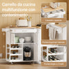 SoBuy FKW45-E-WN, carrello cucina con prese, 75x37,6x86,5 cm, cucina e caffè | Mobile cucina salvaspazio con portabottiglie e piedini intercambiabili, carrello cucina con ruote e piano , MDF/PB