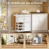 SoBuy FKW45-E-WN, carrello cucina con prese, 75x37,6x86,5 cm, cucina e caffè | Mobile cucina salvaspazio con portabottiglie e piedini intercambiabili, carrello cucina con ruote e piano , MDF/PB