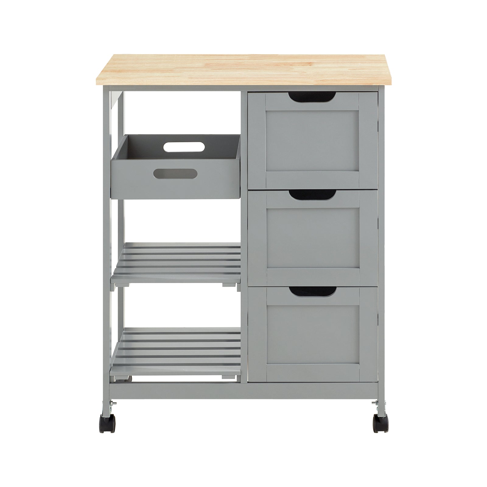 Carrello Cucina 3 Cassetti Con Cestino - Organizza Spazi In Cucina E Bagno 68x38x85 Cm