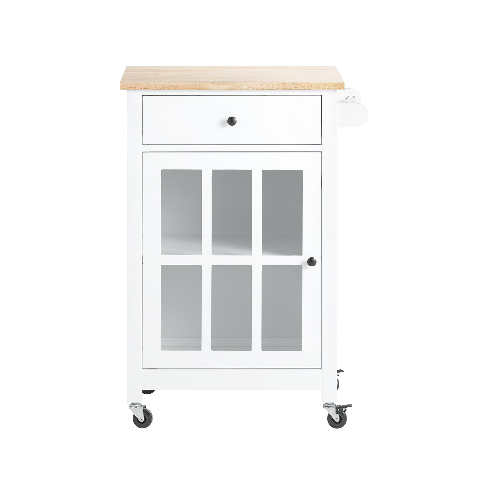 SoBuy, Credenza Cucina Legno, Carrello Cucina con Ruote, in Stile  Americano Antico, Piano in Legno massello di hevea, BIANCO