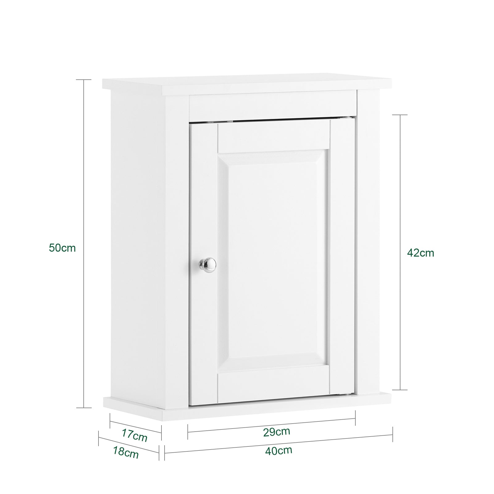 Armadietto Pensile Bagno SoBuy: Bianco, MDF, 40x18x49 Cm, Ripiano Regolabile, Facile Montaggio