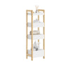 SoBuy FRG226-H-WN, Mobiletto Bagno Salvaspazio Stretto con 4 Ripiani - Mobile Bagno Salvaspazio 20 cm Larghezza Scaffale per WC e Lavanderia in Legno Bianco et Naturale