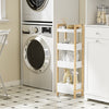 SoBuy FRG226-H-WN, Mobiletto Bagno Salvaspazio Stretto con 4 Ripiani - Mobile Bagno Salvaspazio 20 cm Larghezza Scaffale per WC e Lavanderia in Legno Bianco et Naturale
