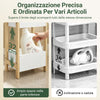 SoBuy FRG226-H-WN, Mobiletto Bagno Salvaspazio Stretto con 4 Ripiani - Mobile Bagno Salvaspazio 20 cm Larghezza Scaffale per WC e Lavanderia in Legno Bianco et Naturale