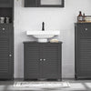 SoBuy Mobiletto per lavandino bagno Mobile sotto lavabo con 2 ante senza lavandino (Grigio, Per lavabo a terra) FRG237-II-DG