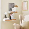 SoBuy FRG92-WN Wall Shelf with Drawer - Modern Floating Shelf for Entrance, Living Room & Bedroom - White & Natural 40x24x8cm