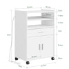 SoBuy FSB09-E-W, Carrello Cucina con Stazione di Ricarica 4 in 1 61,5×40×92 cm | Mobile microonde con piano, 4 ruote (2 con freno) o piedini intercambiabili, PB+MDF, per cucina e sala da pranzo