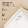 SoBuy FSB09-E-W, Carrello Cucina con Stazione di Ricarica 4 in 1 61,5×40×92 cm | Mobile microonde con piano, 4 ruote (2 con freno) o piedini intercambiabili, PB+MDF, per cucina e sala da pranzo