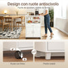 SoBuy FSB09-E-W, Carrello Cucina con Stazione di Ricarica 4 in 1 61,5×40×92 cm | Mobile microonde con piano, 4 ruote (2 con freno) o piedini intercambiabili, PB+MDF, per cucina e sala da pranzo