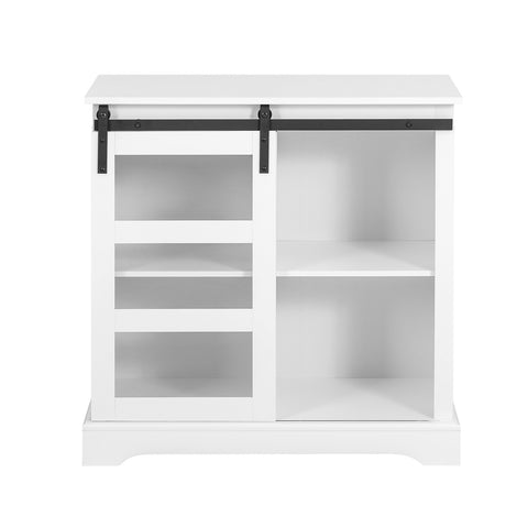 Sobuy Creenza Kitchen Showcase Credenza с плъзгащо се стъкло, кухненски шкаф, бял, L80 x P39 x A82 cm, FSB46-W
