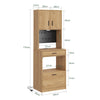 SoBuy FSB98-E-WG, Küchen-Sideboard mit 2 Steckdosen und 2 USB-Anschlüssen 60 x 40 x 170 cm | Mikrowellenküchenschrank mit Kaffeeecke, ausgestattet mit magnetischer Lampe mit Sensor, aus PB und MDF (E1)